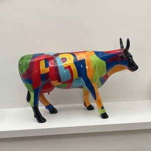 CowParade resin art deco cow sculpture